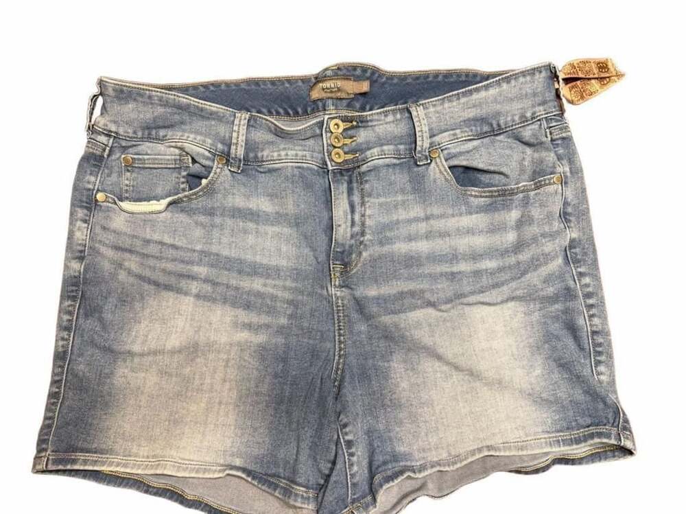 Torrid Womens Shorts 22 Plus Medium Blue Denim Button & Zip Fly Shorts